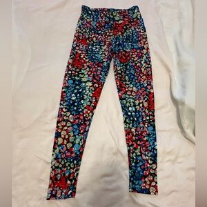 LuLaRoe women Leggings - Red, Blue, Cream Pattern